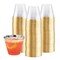 100 pk 9oz Gold Rimmed Plastic Disposable Cups, Wine Glass for Party and Events